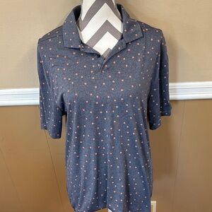 Nike Men's Gray Polo Shirt with Pink Flowers